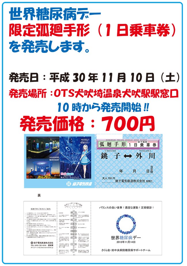 世界糖尿病デー限定銚子電鉄1日乗車券